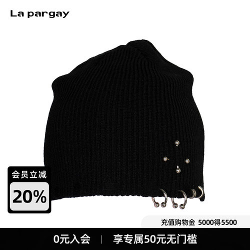 Lapargay潮酷铆钉针织保暖帽
