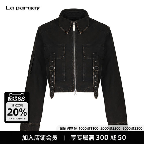Lapargay做旧水洗牛仔短款外套