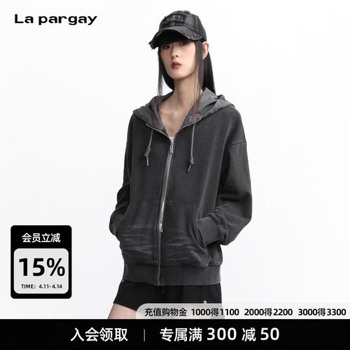 Lapargay 【收集痕迹】深灰连帽抽绳卫衣 宽松舒适 L75301205S