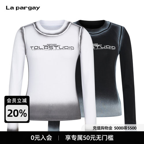 Lapargay渐变晕染显瘦字母T恤