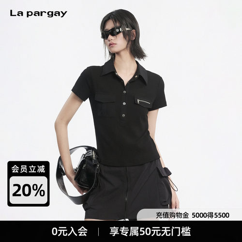Lapargay修身翻领短袖工装T恤