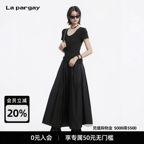 Lapargay松紧腰金属扣小黑裙