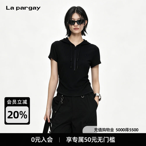 Lapargay修身连帽半拉链T恤
