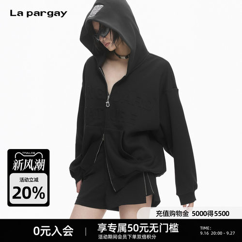 Lapargay高街字母双拉链短外套