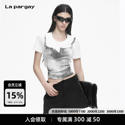 Lapargay复古印花假两件T恤