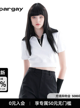 纳帕佳可拆卸高领撞色小衫2026春季新款女式白色休闲短款小众上衣