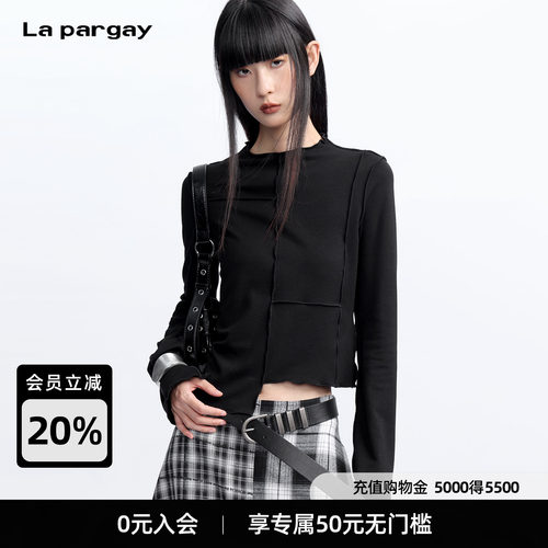 Lapargay 简约针织上衣 修身版型 下摆不规则设计  L75300310C