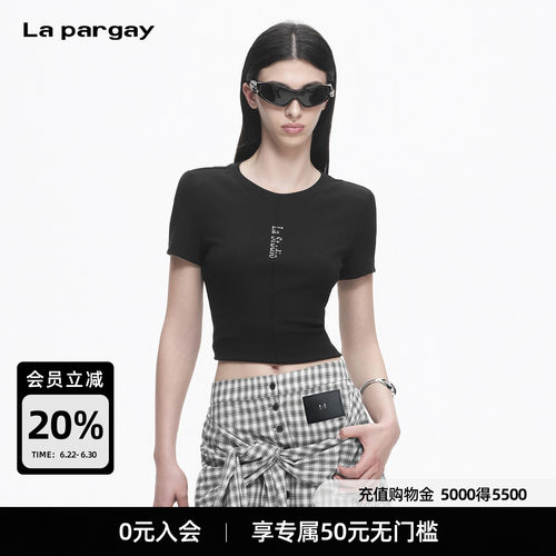 Lapargay修身短款字母T恤