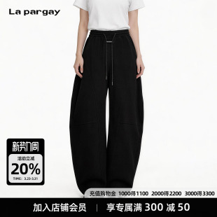 立体剪裁 抽绳松紧腰 L75302609C 高街弯刀阔腿裤 Lapargay