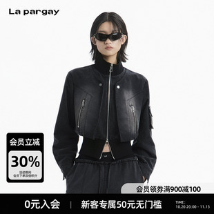 Lapargay 机能风短外套 水洗做旧 假两件露腰夹克 L78301210V