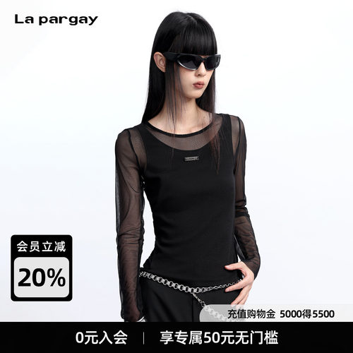 Lapargay网纱拼接假两件T恤