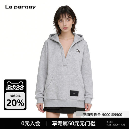 Lapargay慵懒V领连帽卫衣