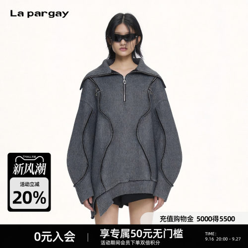 Lapargay金属双拉链大翻领外套