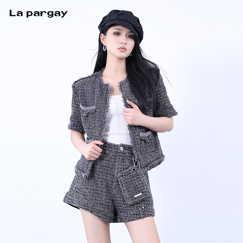 La pargay纳帕佳纯棉短袖外套女2025秋季新款休闲个性设计感上衣