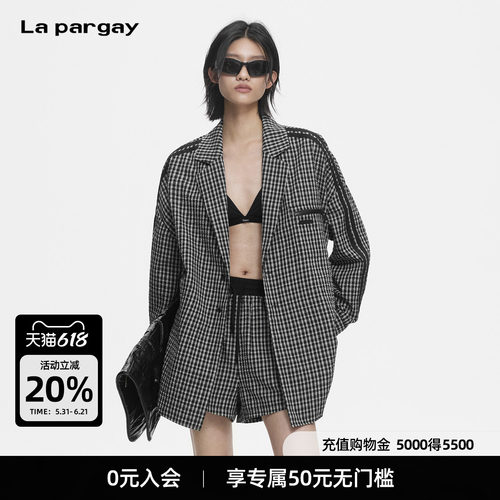 Lapargay复古格纹宽松外套