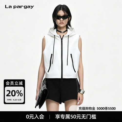 Lapargay机能风短款连帽马甲