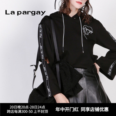 lapargay纳帕佳新款黑色长袖女装