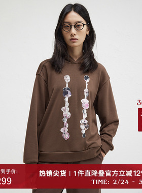 播商场同款Houzichao联名休闲宽松印花24冬新连帽卫衣BDR4VD3992