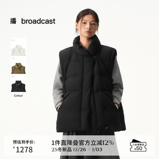 播商场同款 宽松外套BDS4MD3601 黑色两面穿羽绒马甲女25秋冬新款