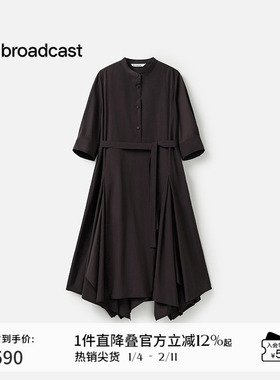 播商场同款不规则裙摆短袖连衣裙女25春秋新款精致裙子BDS1LD1186