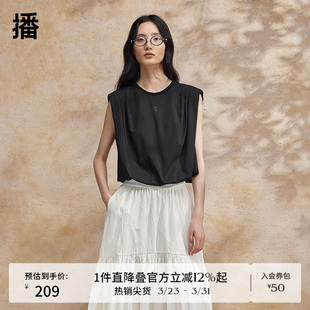 辣妹宽松无袖 2024夏新款 上衣BDR2YD0727 T恤女商场同款 播黑色短袖