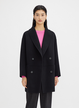 播纯色羊毛大衣女商场同款2023秋冬新款中长款毛呢外套BDQ4AD0984