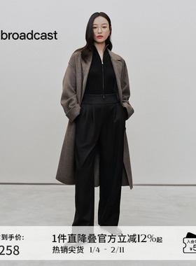 播倪妮同款商场同款单排扣西装领24冬中长款羊毛呢外套BDR4AD3707