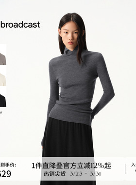 【100%羊毛】播商场同款修身灰色针织衫女秋冬新款BDS4SD3691
