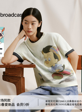 播商场同款迪士尼匹诺曹合作系列落肩短袖T恤女春新款BDT1YD1253