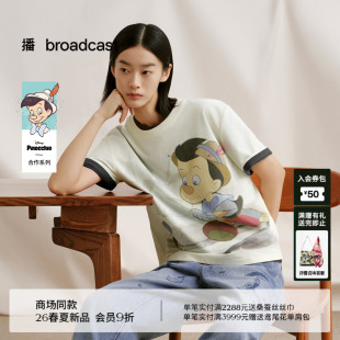 BDT1YD1253 T恤女春新款 播商场同款 迪士尼匹诺曹合作系列落肩短袖