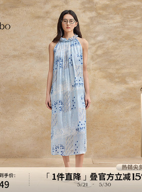播 bo 商场同款浪漫系带连衣裙女夏季无袖长裙BDR2LD2941