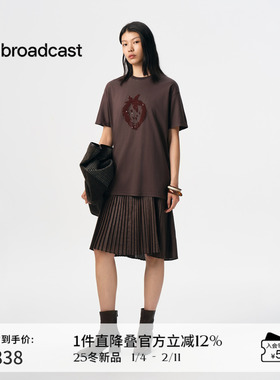 播商场同款拼接直筒短袖连衣裙女25早秋新品休闲长裙BDS3LD3032