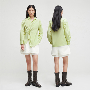 衬衣DDR3HD5034 宽松长袖 播气质正肩设计翻领衬衫 女2024早秋新款
