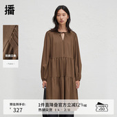 连衣裙女度假风宽松长袖 播春夏灯笼袖 法式 裙子DDR3LD5014