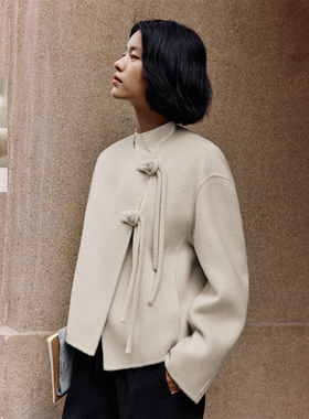 【羊毛】播商场同款新中式红色宽松24冬新短款毛呢外套BDR4AD3761