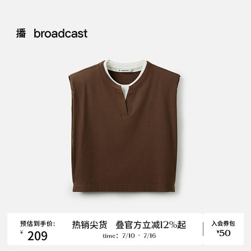 假两件无袖圆领