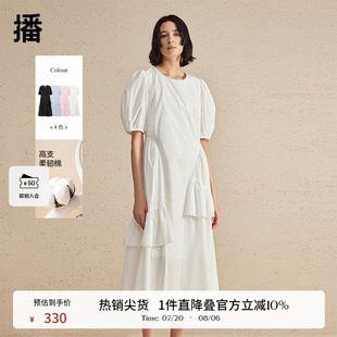 法式 播泡泡袖 連衣裙女夏季 新款 不規(guī)則設計感氣質長裙DDR2LD5604
