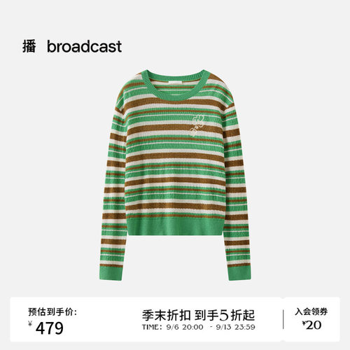 【商场同款】播26春夏新品撞色条纹宽松毛衫洋气针织衫BDT1SD1015