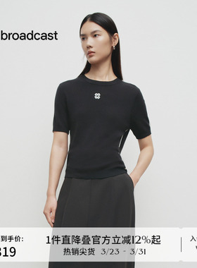 播商场同款修身针织短袖女春秋新款圆领提花显瘦上衣BDS1SD1275