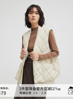 播商场同款假两件毛织拼接24冬新款休闲羽绒马甲背心女BDR4MD3557
