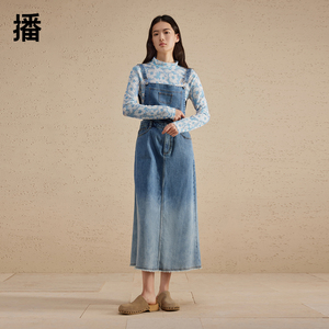 播复古牛仔连衣裙女春夏小个子时尚宽松背带裙DDR1LD5158