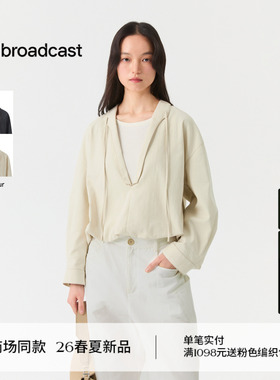 播假两件休闲风长袖衬衫女26夏季新款宽松上衣DDT2CD5633