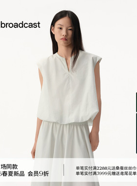播商场同款白色洋气通勤衬衫女26夏季新款无袖气质衬衣BDT2HD1596