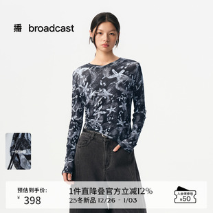 上衣BDS3YD3041 通勤长袖 播商场同款 宽松气质圆领T恤女25早秋新品