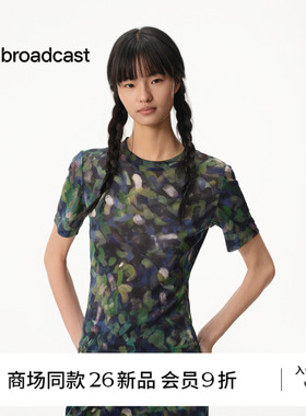 【商场同款】播26夏新品云丝柔雾纱轻运动风圆领T恤女BDT7YD3071