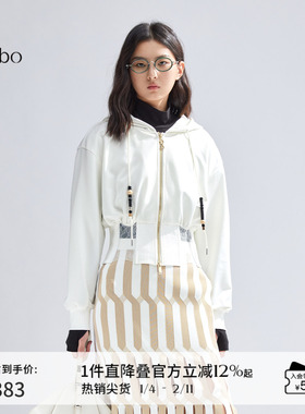 播 bo 商场同款拉链连帽卫衣女商场同款短款套头上衣BDR1VD2132