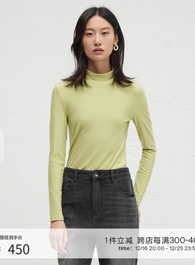 播商场同款修身显瘦半高领T恤女24秋季新款温柔内搭BDR3YD1773