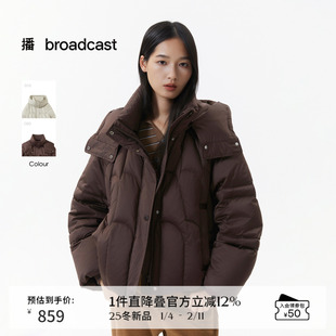 播复古短款时髦连帽羽绒服女冬季宽松保暖外套DDS4RD5283