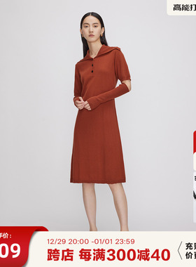 播冬季新款100%羊毛修身小众改良海军领连衣裙BDP9LD9811
