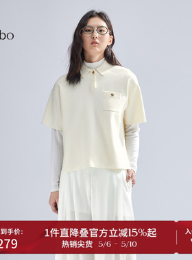 播 bo 商场同款polo领针织衫女2024春新款薄款短袖毛衣BDR1SD2113